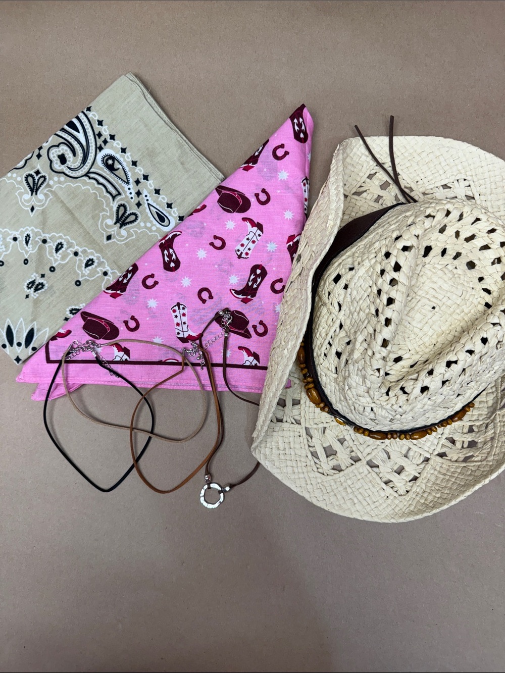 Cowgirl Bundle Hat Bandannas & 4 Necklaces